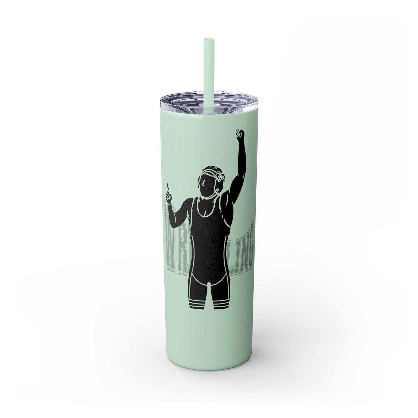 Motivational Skinny Tumbler with Straw - 20oz Wrestling Cup