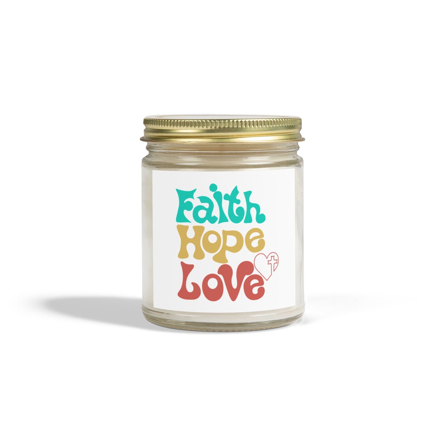 Faith Hope Love Scented Candle - Coconut Apricot Wax (4oz, 9oz)