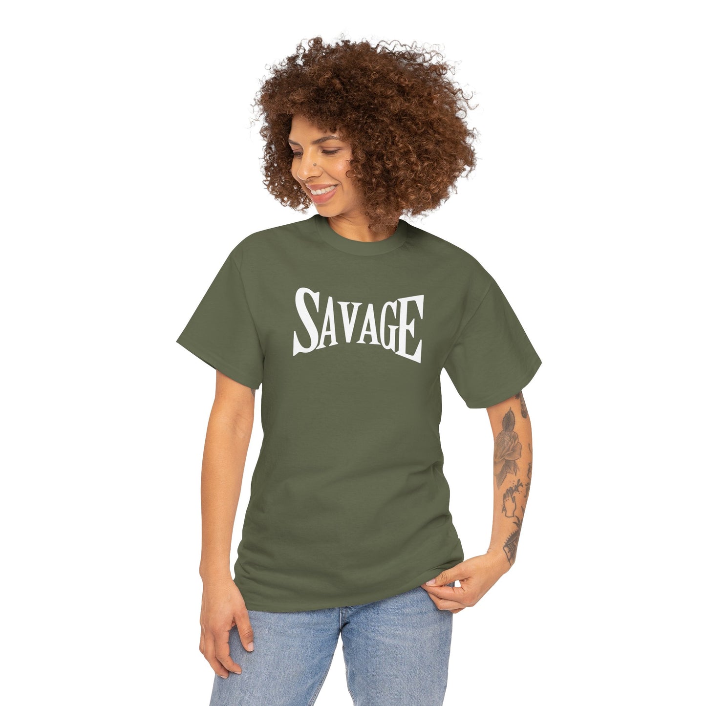 Savage Unisex Heavy Cotton Tee - Bold Graphic Tee for Statement Style