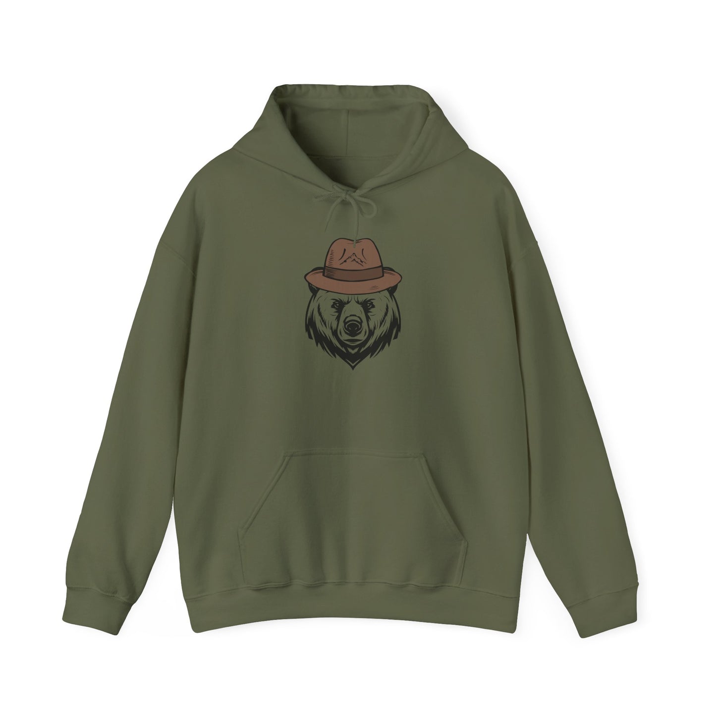 Bear in a Hat Unisex Heavy Blend Hoodie - Cozy, Outdoor-Inspired Sweatshirt