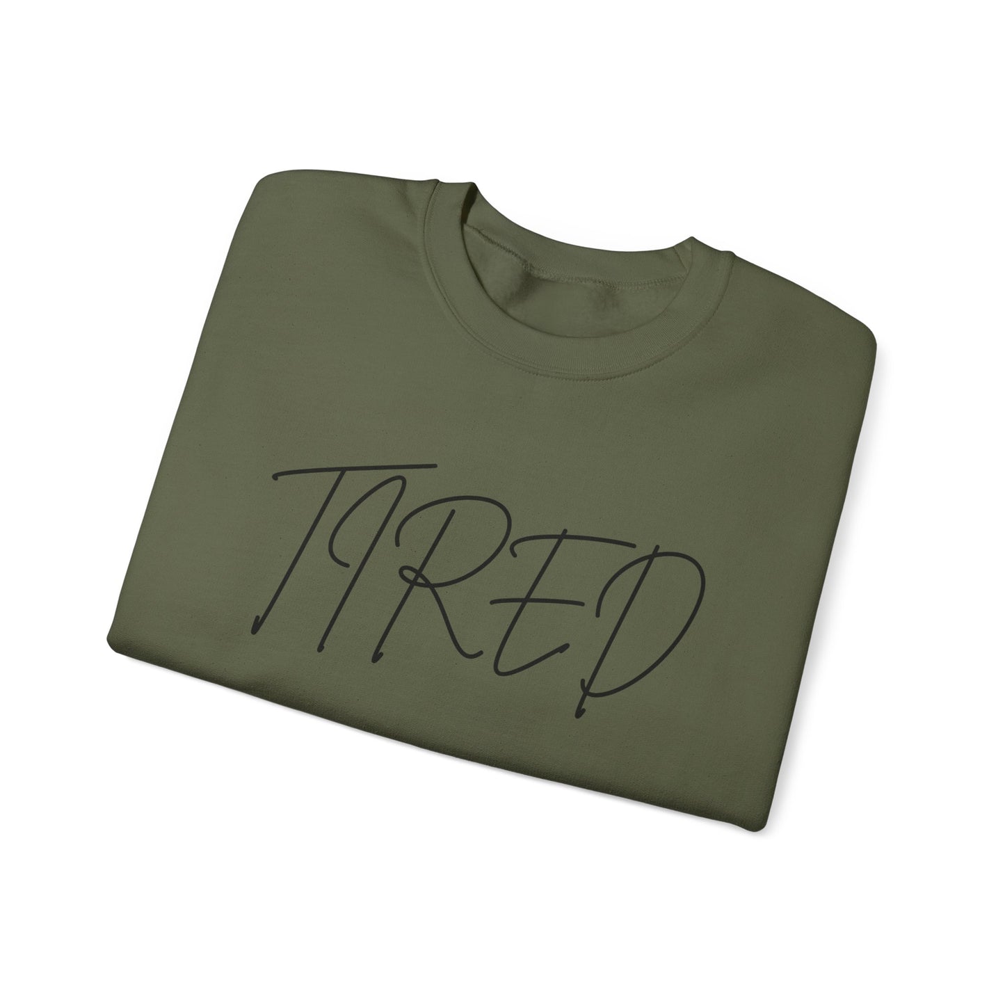 Tired cursive - Unisex Heavy Blend™ Crewneck Sweatshirt - Cozy and Casual