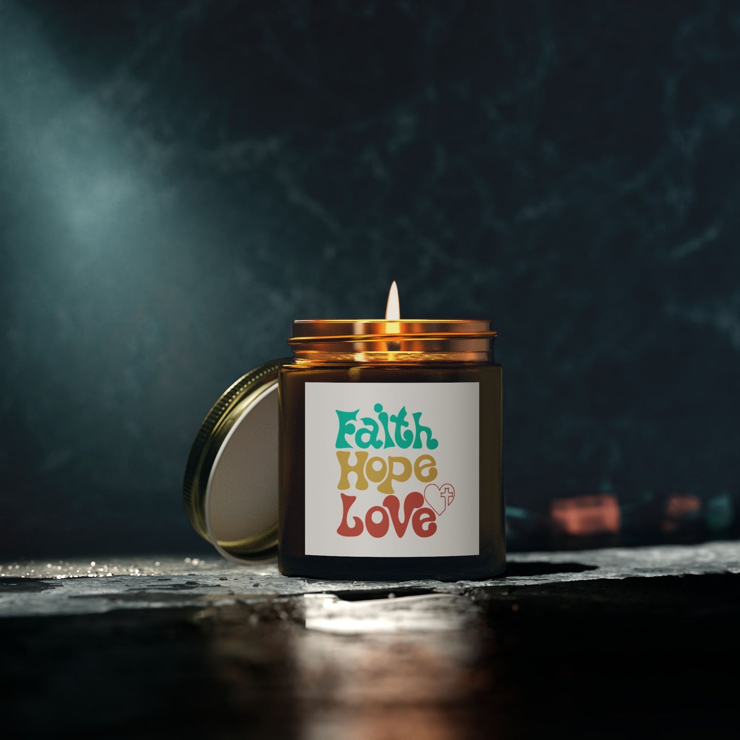 Faith Hope Love Scented Candle - Coconut Apricot Wax (4oz, 9oz)