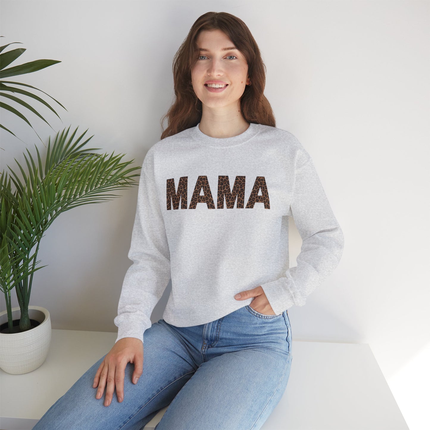 Leopard Print Mama Crewneck Sweatshirt - Cozy Unisex Style for Moms