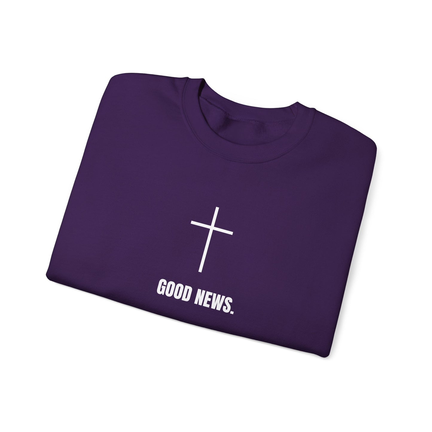 Christian Cross Sweatshirt - "Good News" Unisex Heavy Blend Crewneck