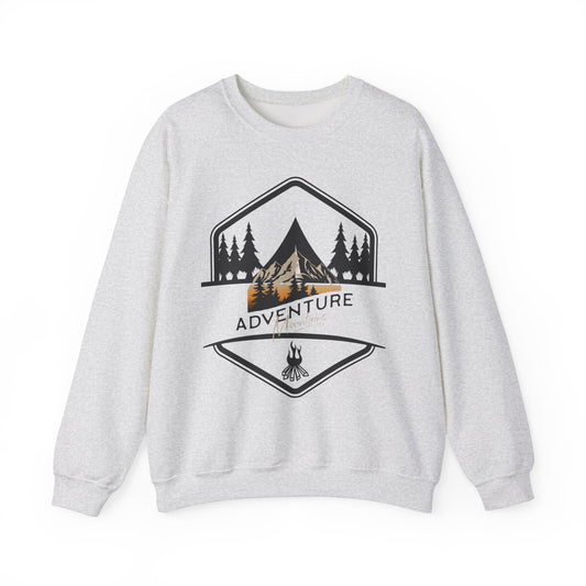 Adventure Awaits Unisex Heavy Blend™ Crewneck Sweatshirt - Perfect for Outdoor Enthusiasts