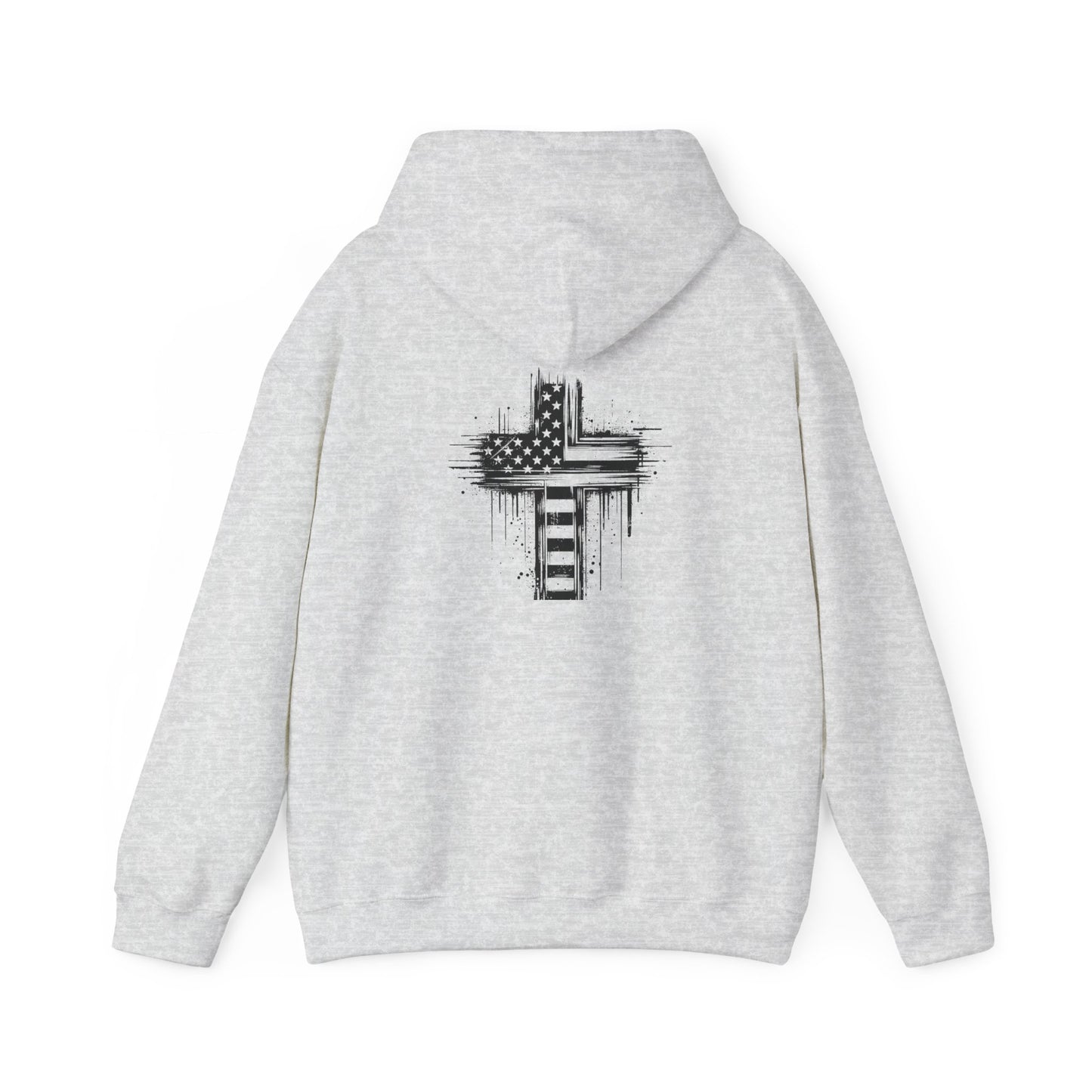 Faith-Inspired Unisex Hooded Sweatshirt with American Flag Design