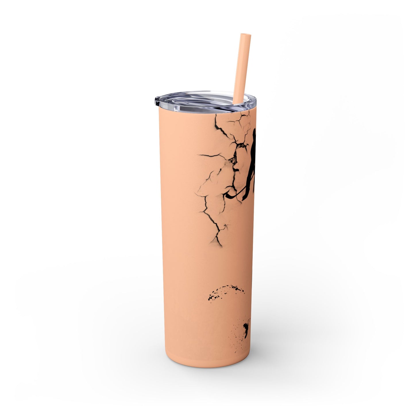 Crackled Hockey Action Skinny Tumbler with Straw - 20oz