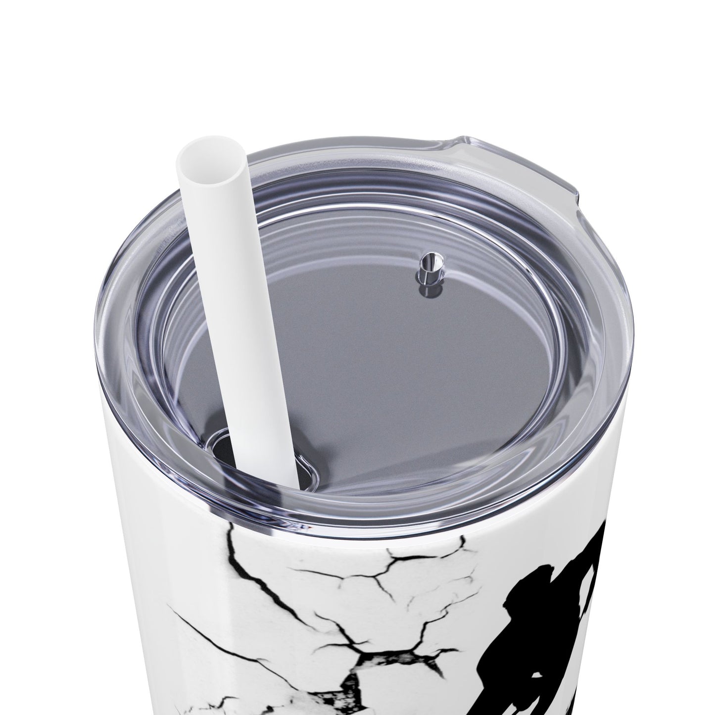 Crackled Hockey Action Skinny Tumbler with Straw - 20oz