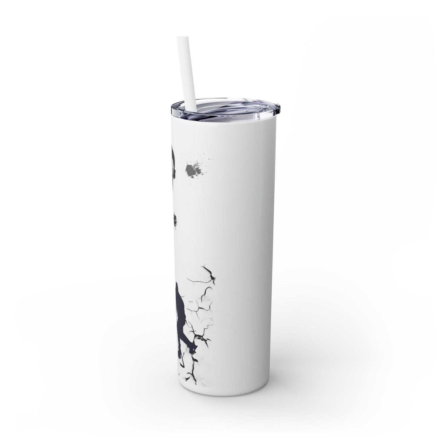 Crackled Hockey Action Skinny Tumbler with Straw - 20oz