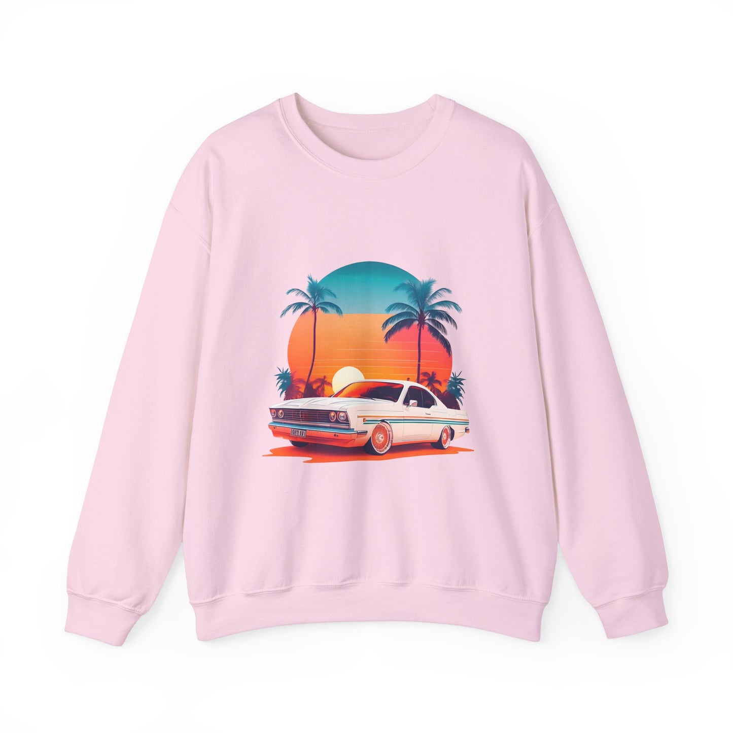 Retro Sunset Car Unisex Crewneck Sweatshirt