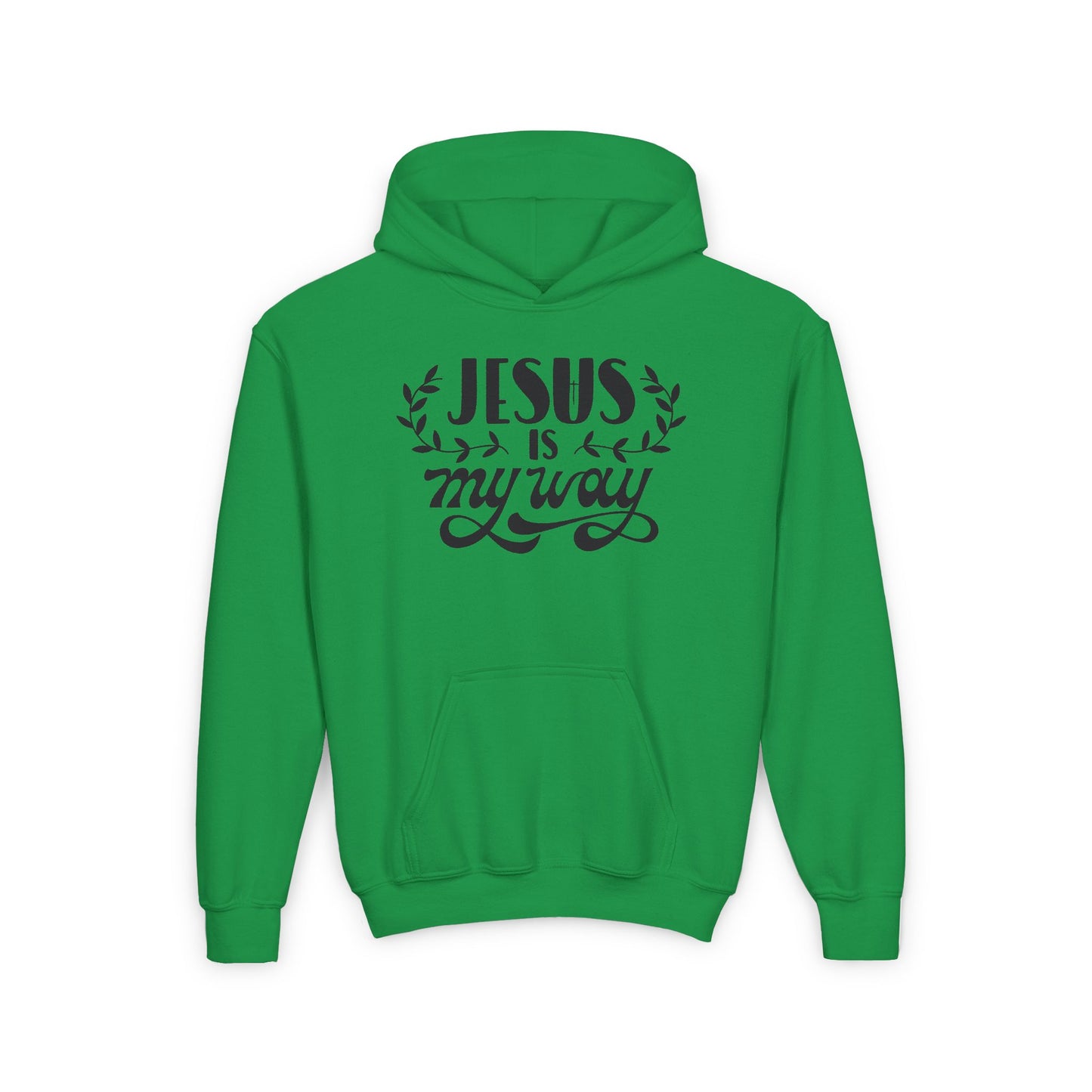 Youth Hooded Sweatshirt - 'Jesus Is My Way' Inspirational Design