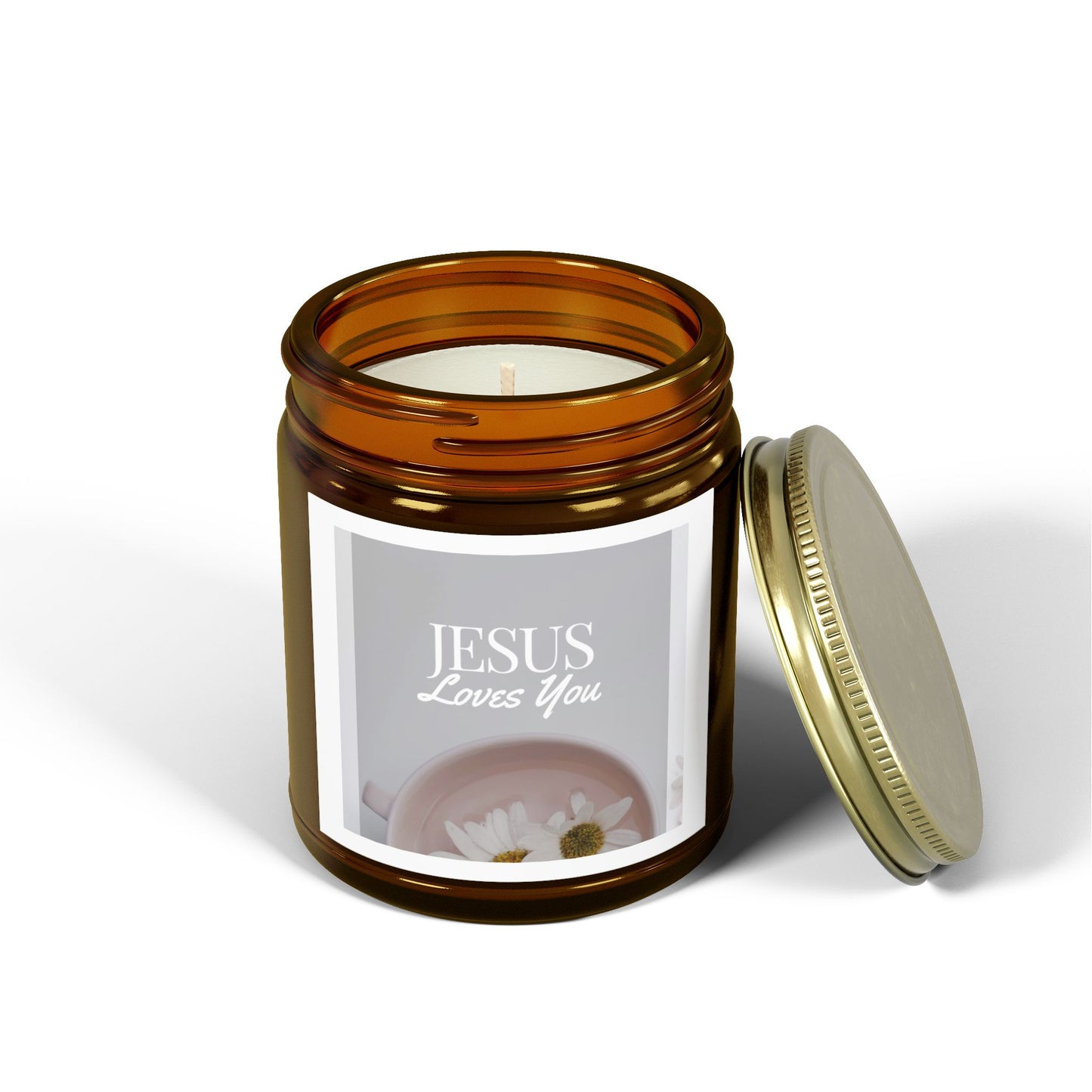 Scented Candle - Jesus Loves You - Coconut Apricot Wax (4oz, 9oz)