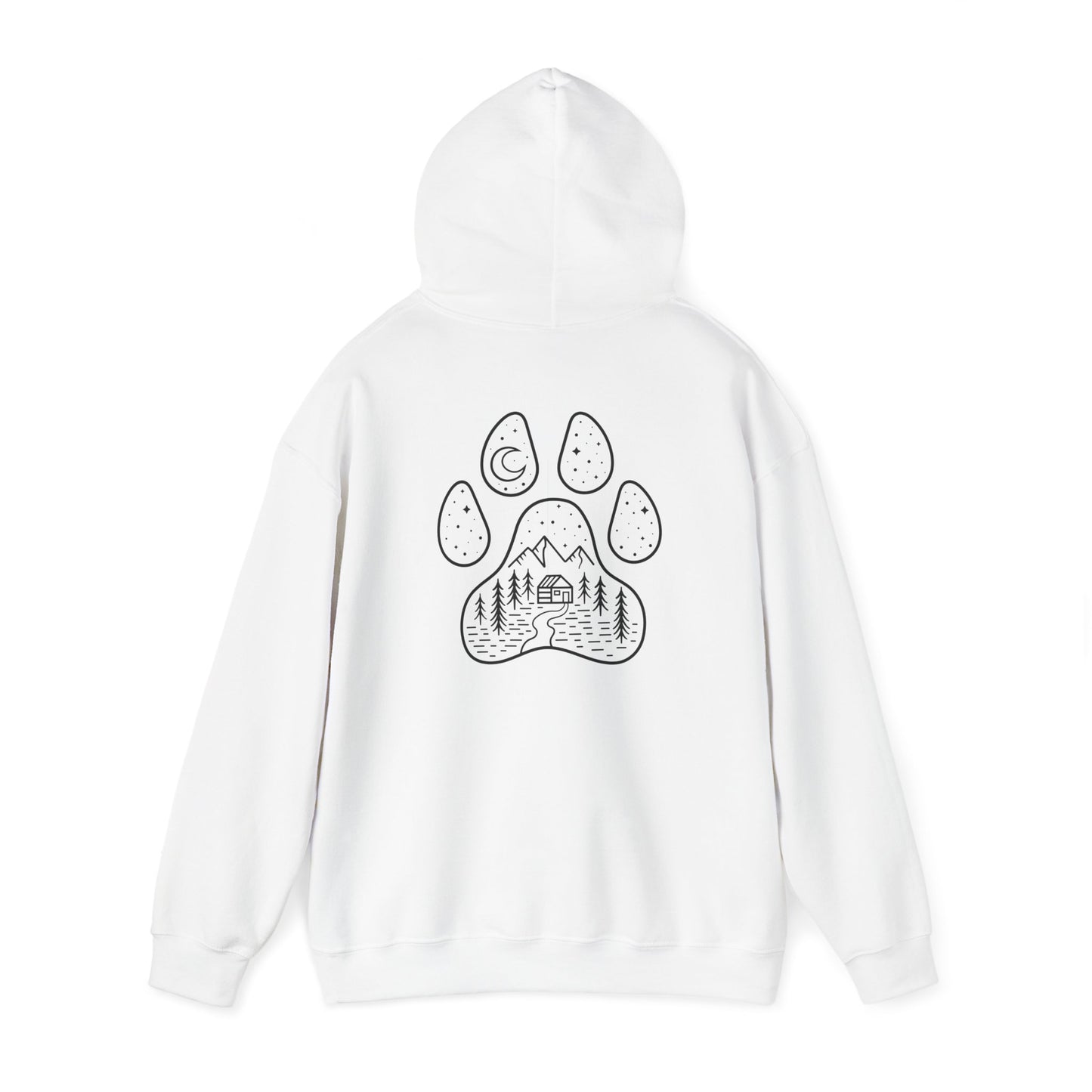 Cozy Campfire Vibes Hooded Sweatshirt with Paw Print Design