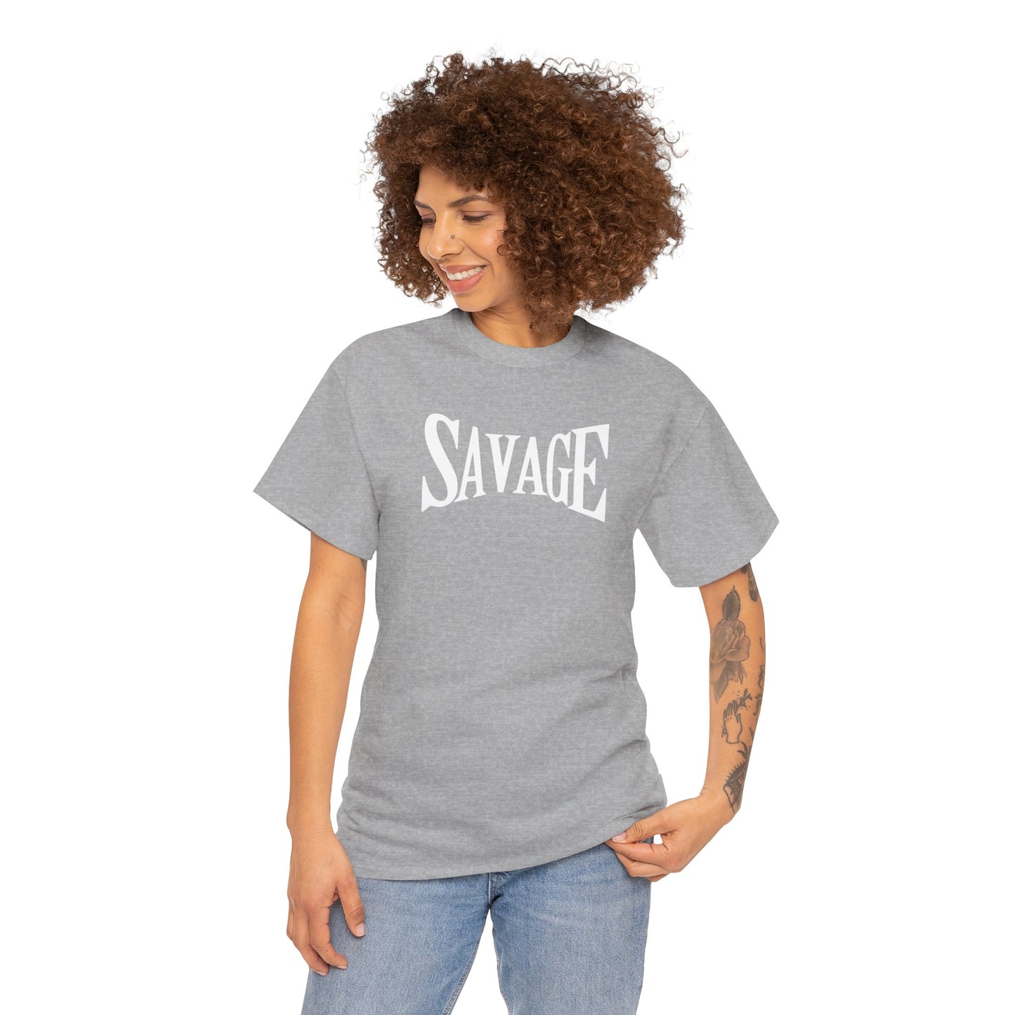 Savage Unisex Heavy Cotton Tee - Bold Graphic Tee for Statement Style