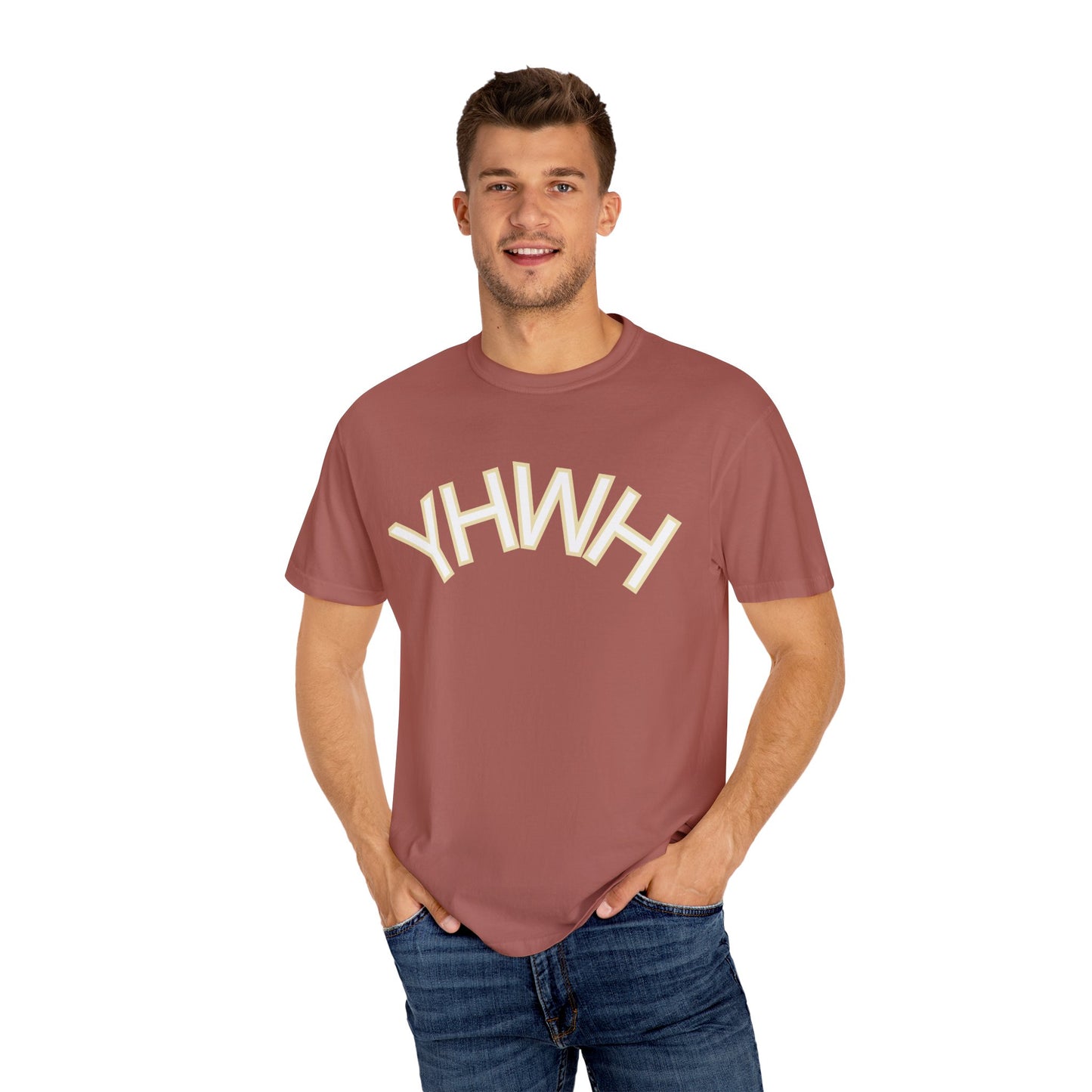 Unisex Garment-Dyed T-Shirt with YHWH Design - Casual Spiritual Fashion