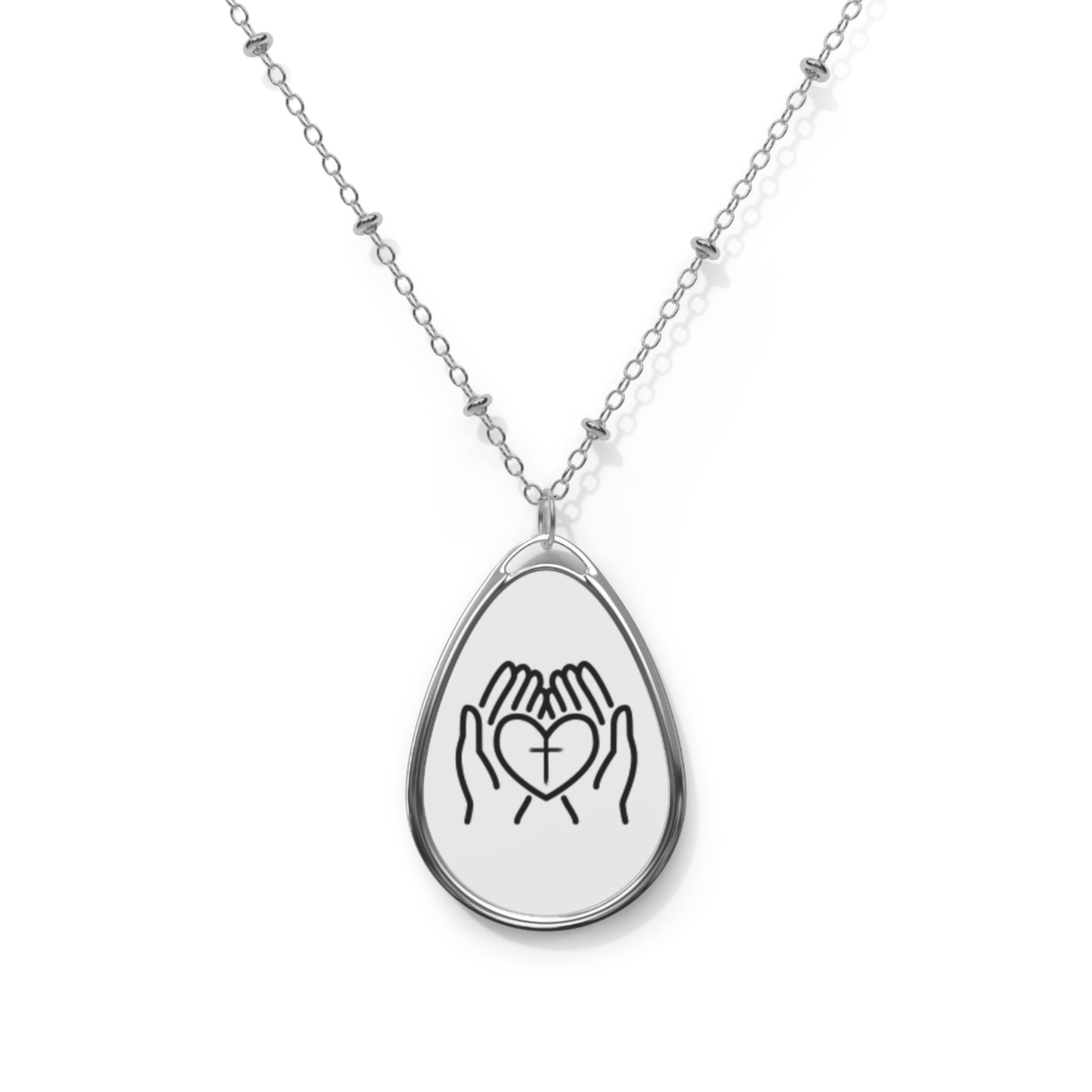 Heart Hands Oval Necklace - Meaningful Jewelry Gift for Loved Ones