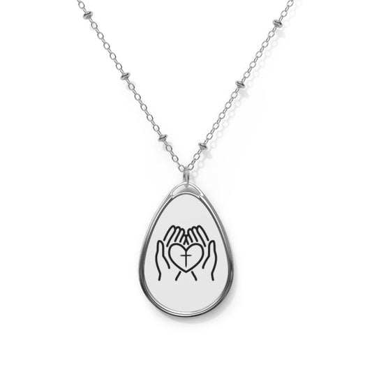 Heart Hands Oval Necklace - Meaningful Jewelry Gift for Loved Ones