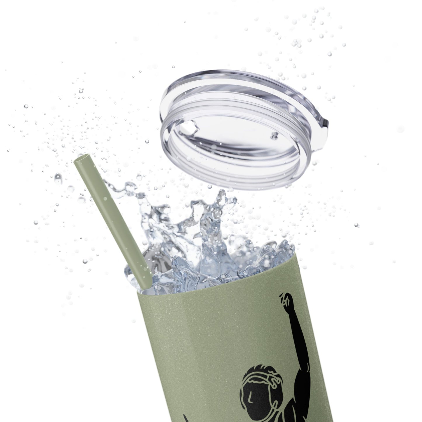 Motivational Skinny Tumbler with Straw - 20oz Wrestling Cup