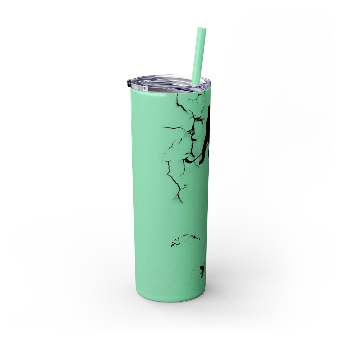 Crackled Hockey Action Skinny Tumbler with Straw - 20oz