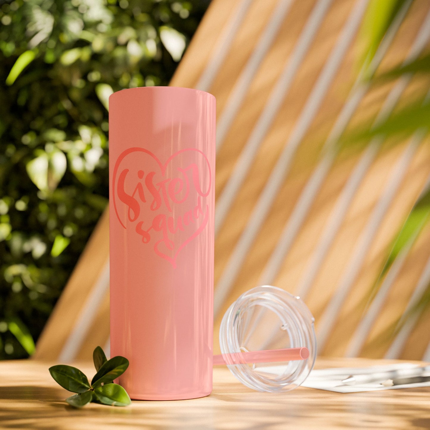 Sister Squad Skinny Tumbler with Straw - 20oz Drinkware for Sisters and Friends