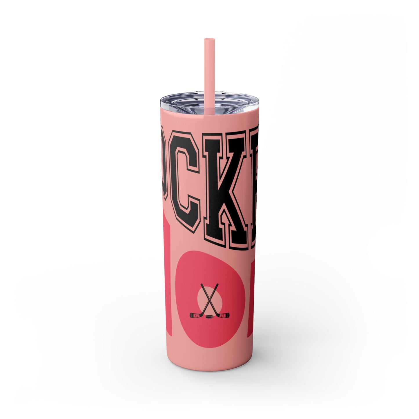 Personalized Hockey Mom Skinny Tumbler with Straw - 20oz, Perfect for Sports Fans