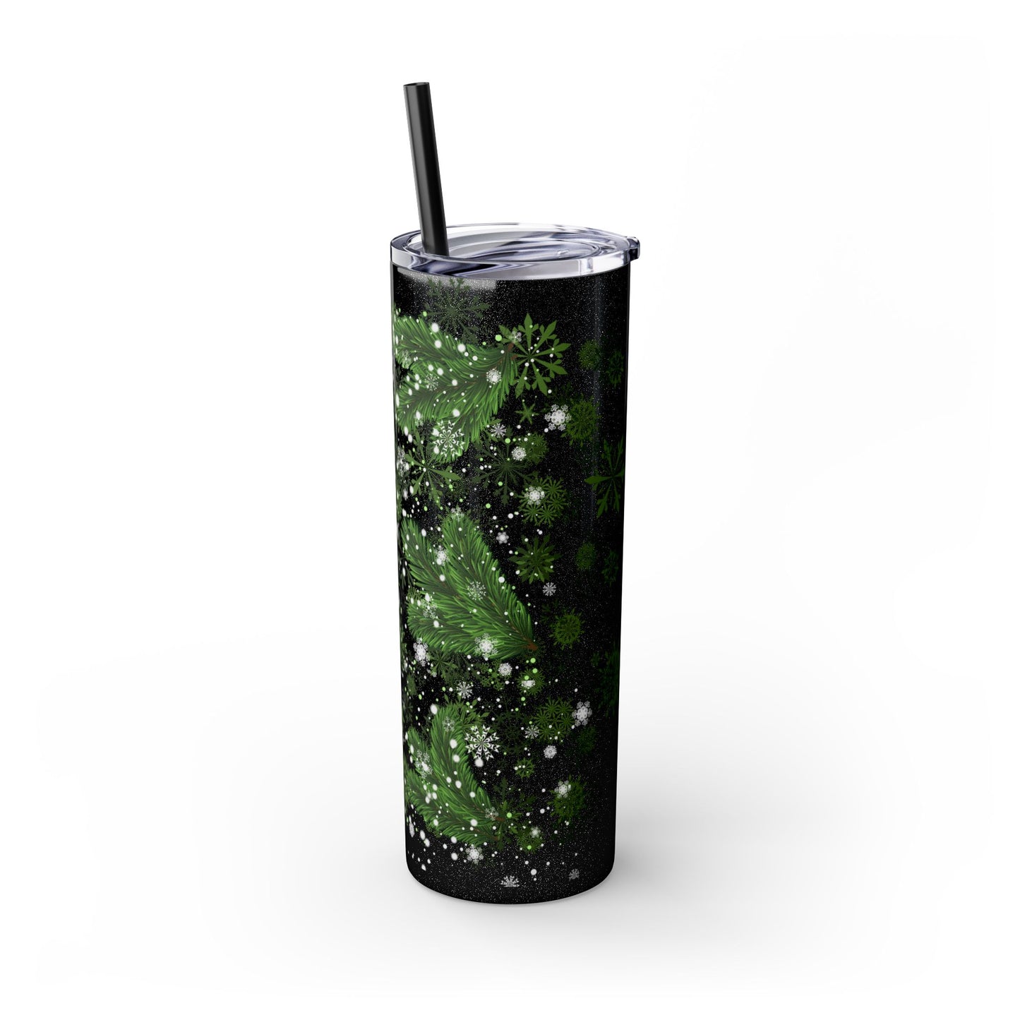 Holiday Botanical Skinny Tumbler with Straw - 20oz - Perfect for Christmas & Winter Celebrations