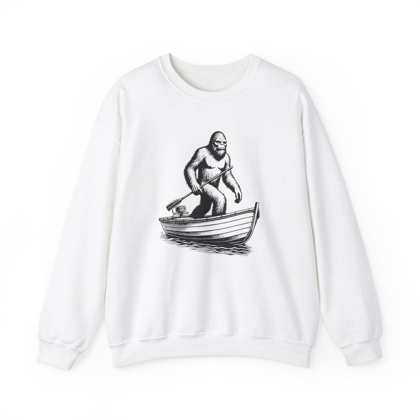 Bigfoot Fishing Adventure Crewneck Sweatshirt - Unisex, Cozy Apparel for Outdoorsy Fans