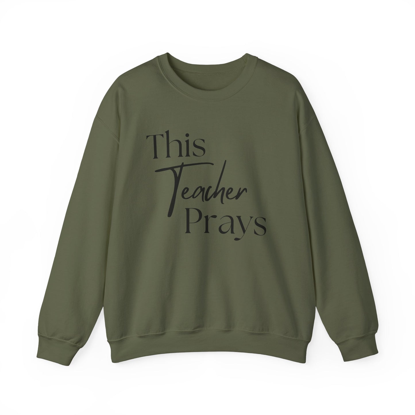 This Teacher Prays Unisex Crewneck Sweatshirt - Faith-Inspired Gift for Educators