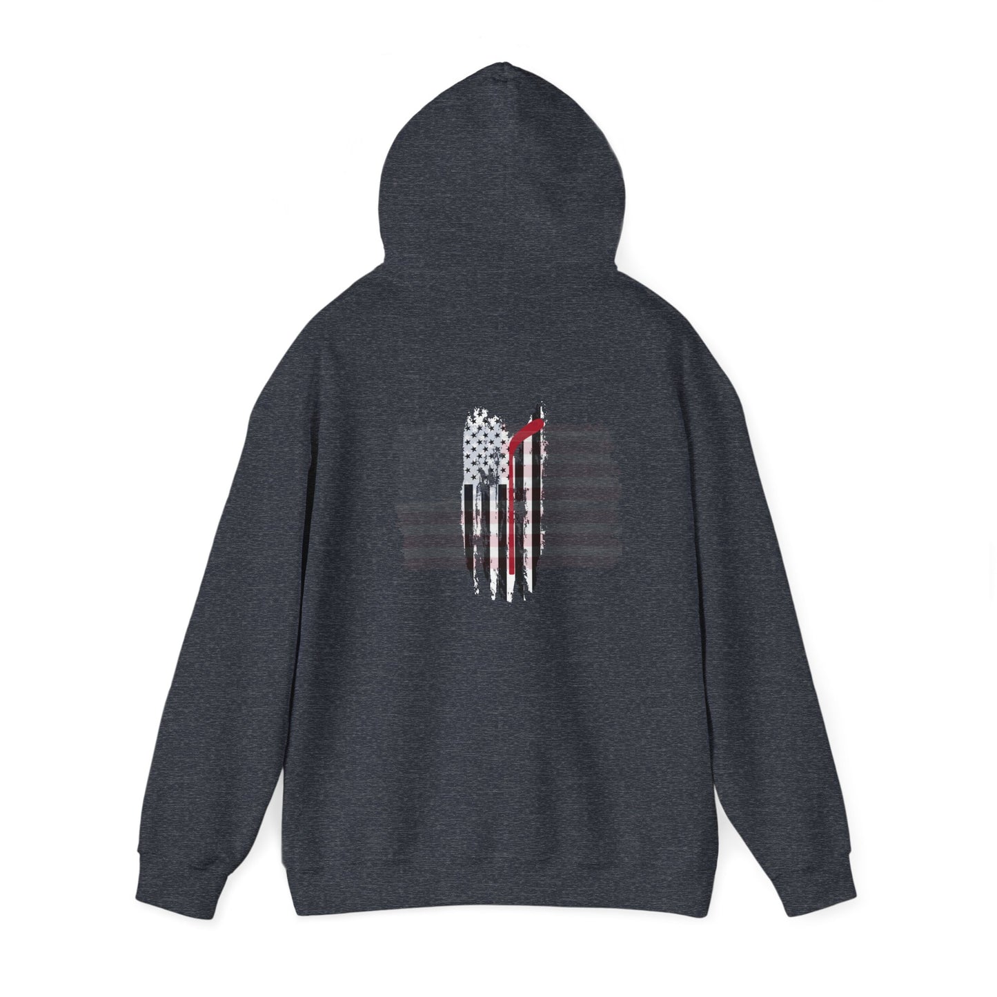 Patriotic Hockey Dad Hoodie with American Flag Design for Unisex