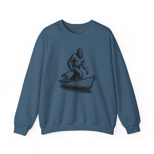 Bigfoot Fishing Adventure Crewneck Sweatshirt - Unisex, Cozy Apparel for Outdoorsy Fans