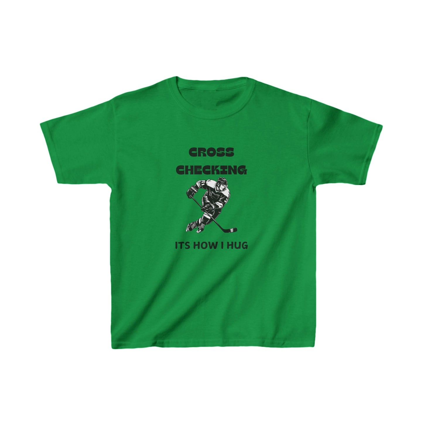 Kids Hockey Tee - 'Cross Checking, It's How I Hug' Fun Shirt