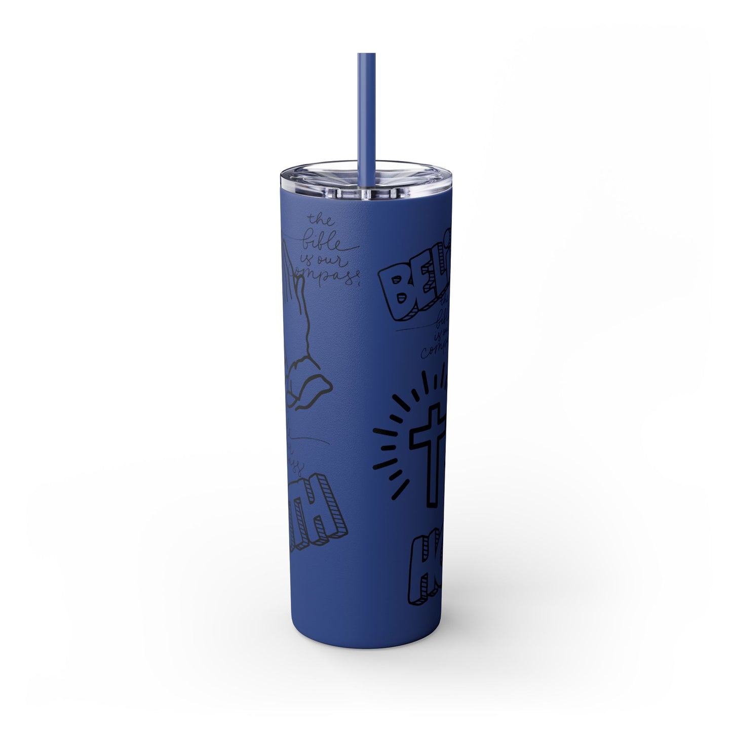 Saved By Grace Skinny Tumbler with Straw - 20oz Inspirational Drinkware