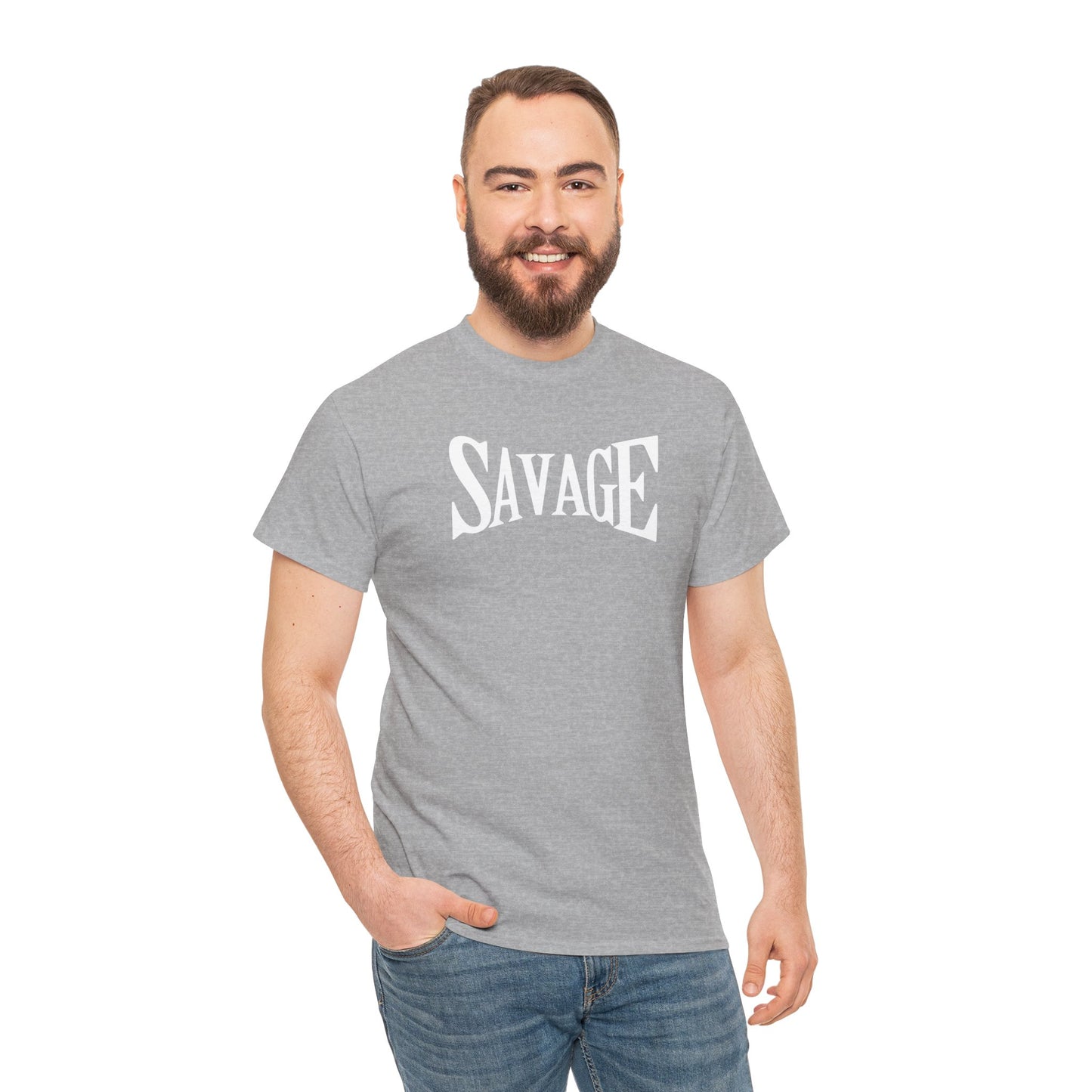 Savage Unisex Heavy Cotton Tee - Bold Graphic Tee for Statement Style