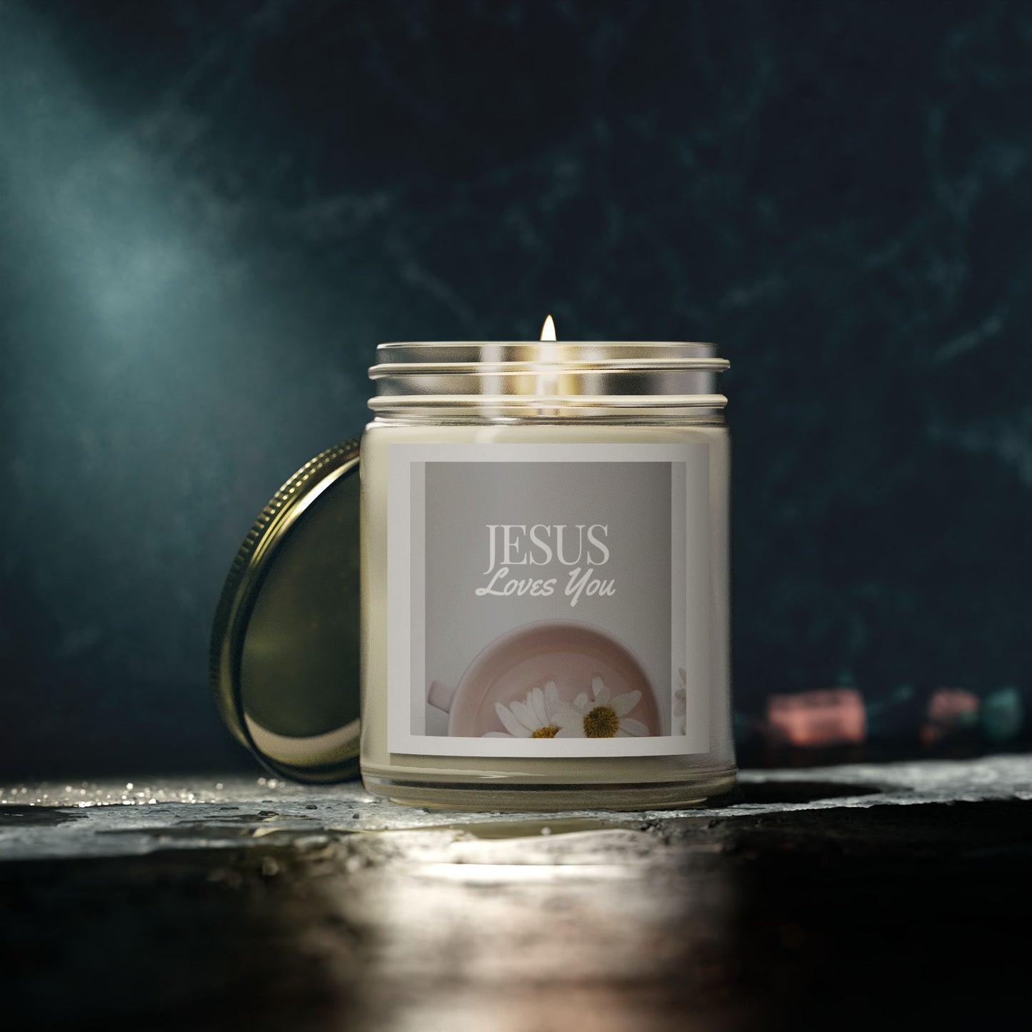 Scented Candle - Jesus Loves You - Coconut Apricot Wax (4oz, 9oz)