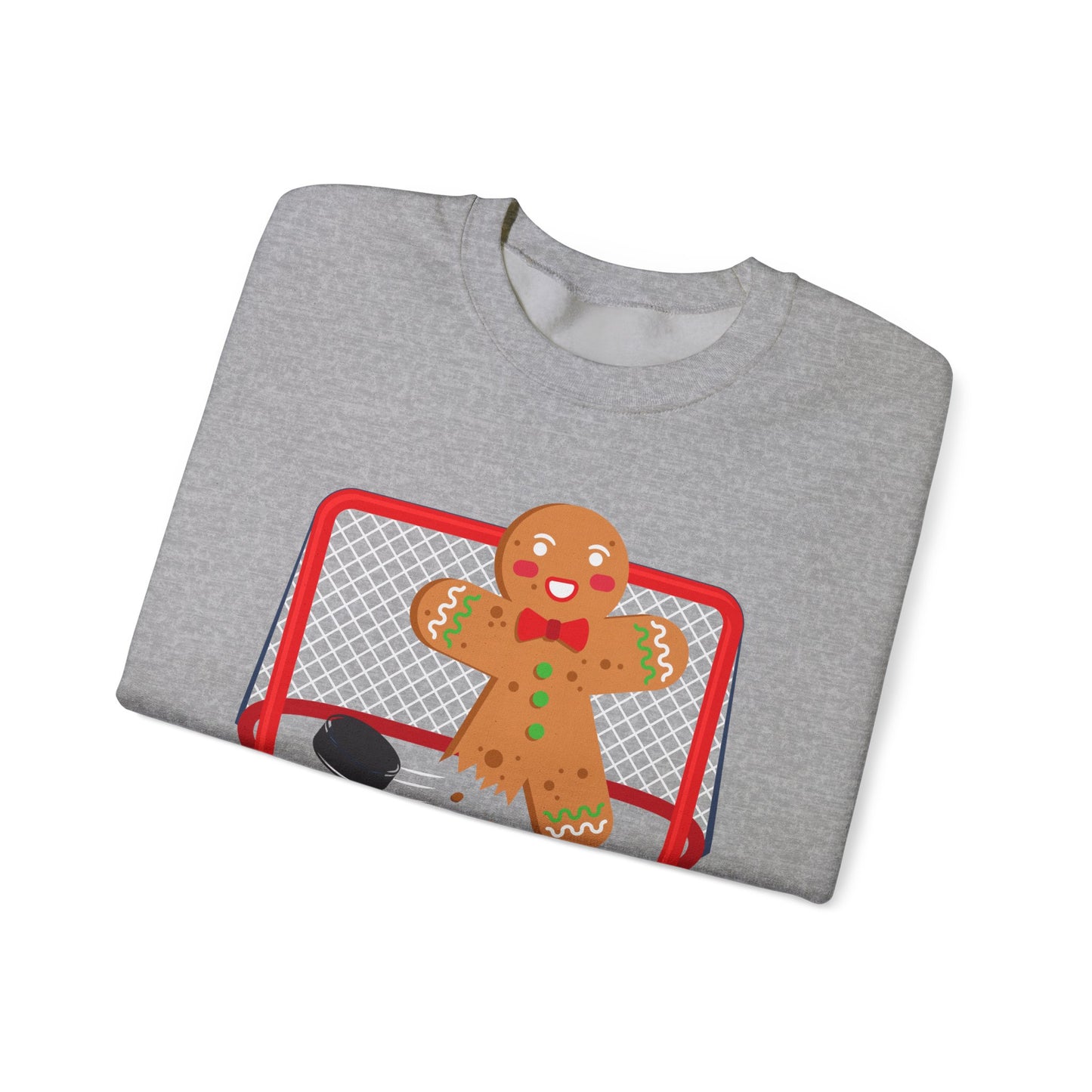 Cute Gingerbread Hockey Crewneck Sweatshirt - Festive Holiday Apparel