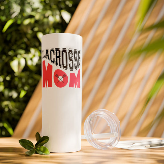 Lacrosse Mom 20oz Skinny Tumbler with Straw - Perfect Gift for Sports Moms