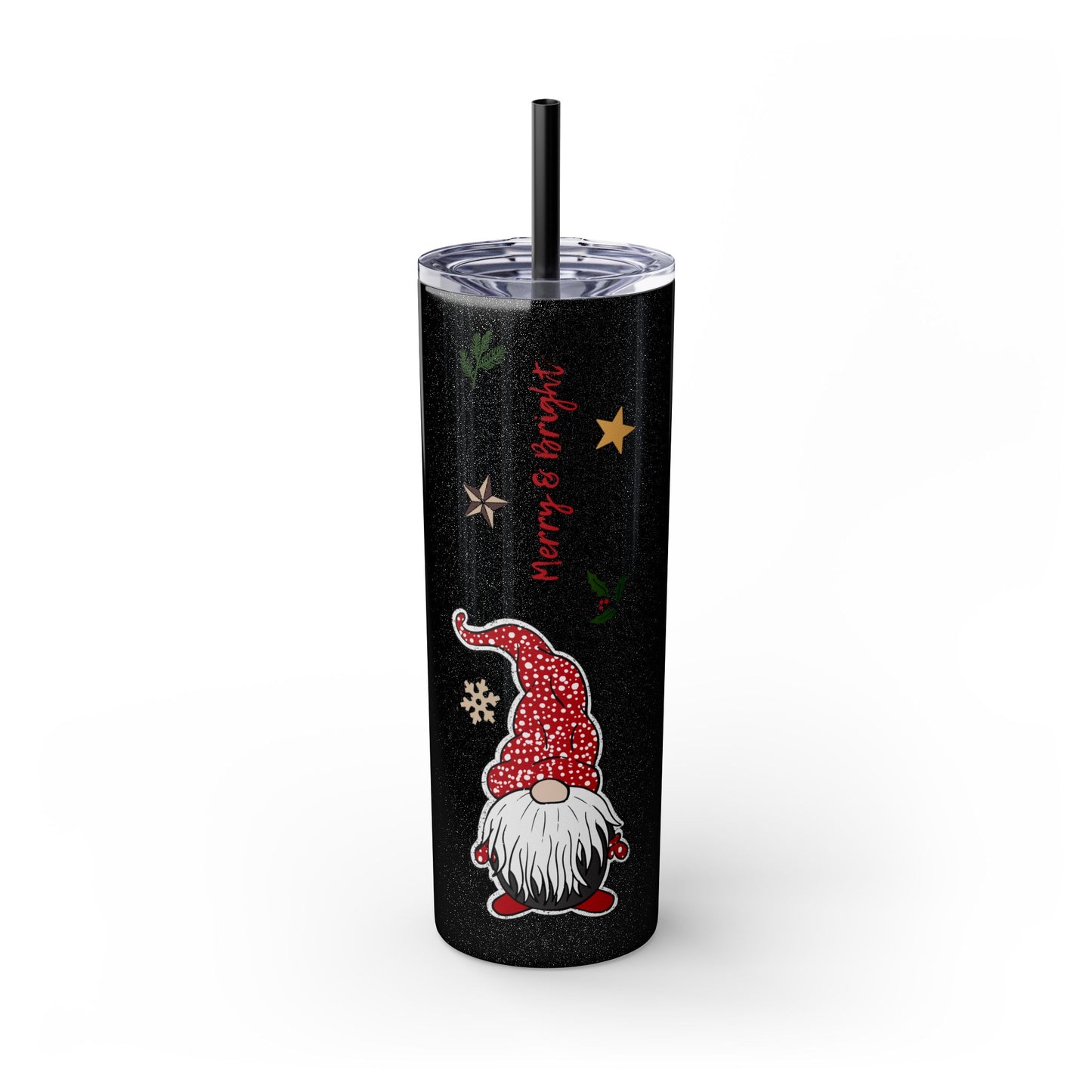 Merry & Bright Gnome Skinny Tumbler with Straw - 20oz Seasonal Travel Mug