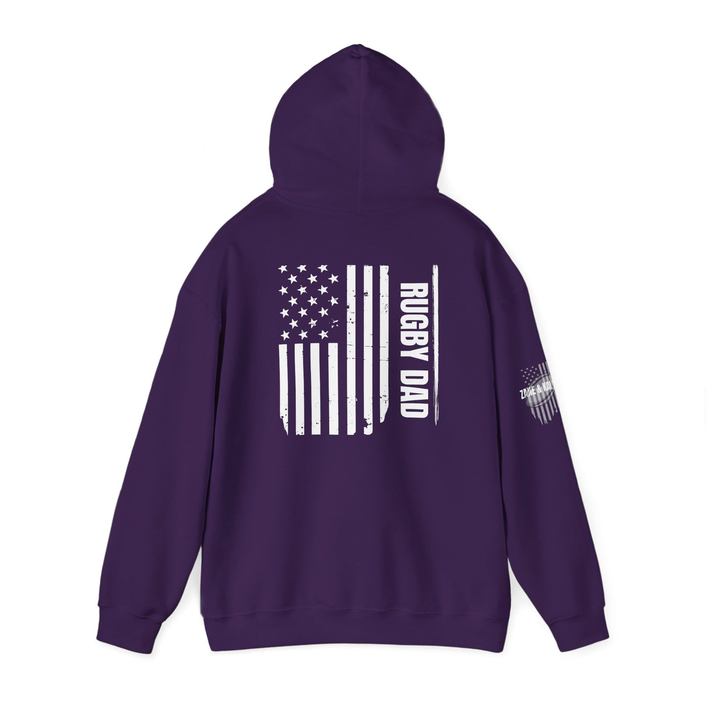 *** CUSTOM *** Rugby America Dad Hoodie - Unisex Heavy Blend Sweatshirt with American Flag Design