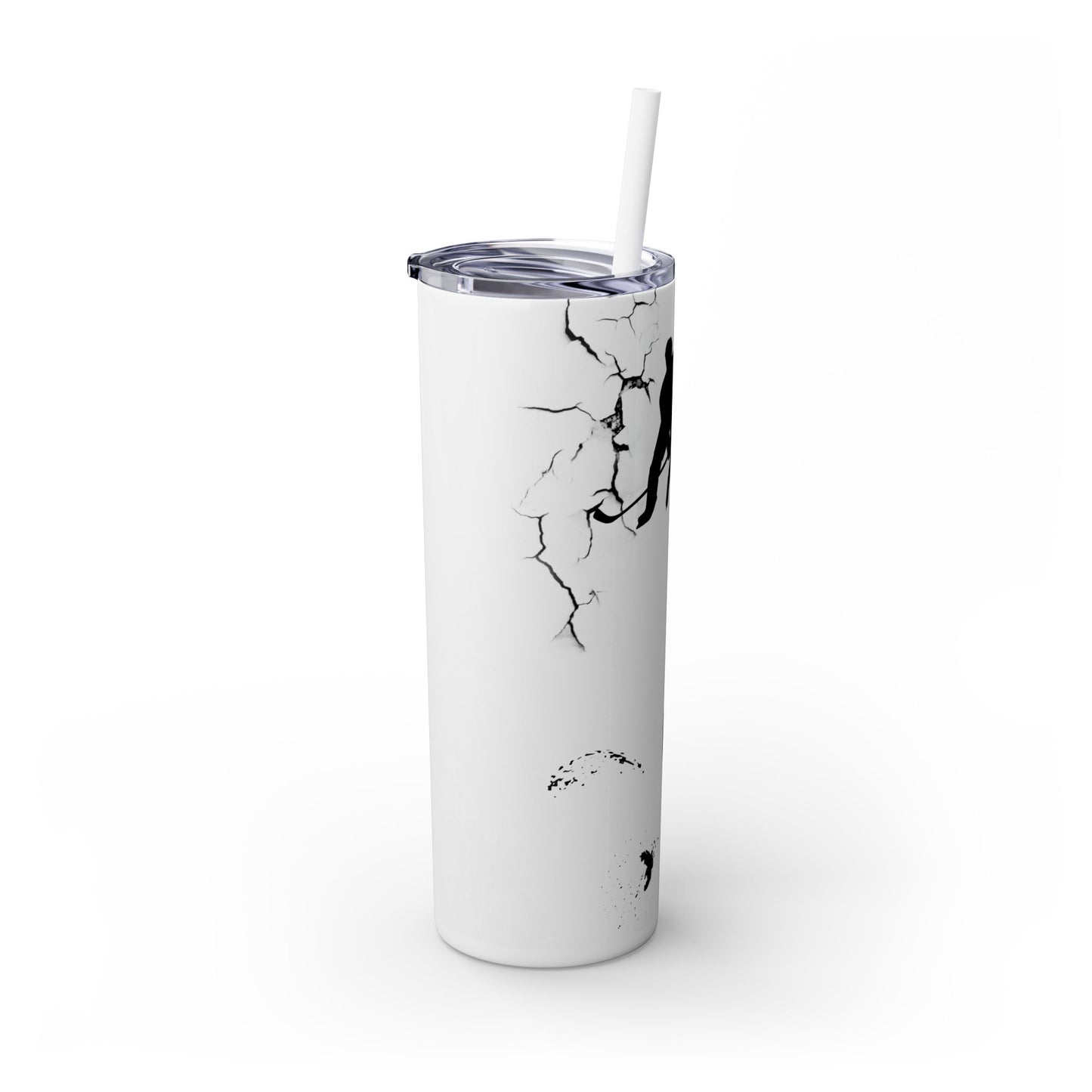 Crackled Hockey Action Skinny Tumbler with Straw - 20oz