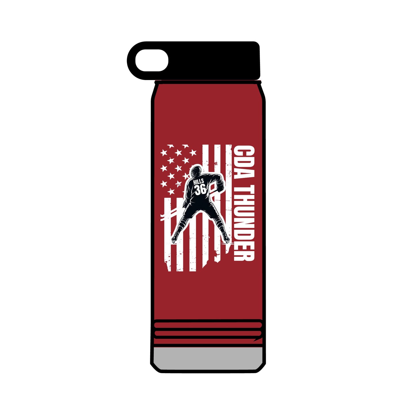 ***CUSTOM TEAM** Hockey Patriotic 32oz Water Bottle - Red, USA Design for Active Lifestyles