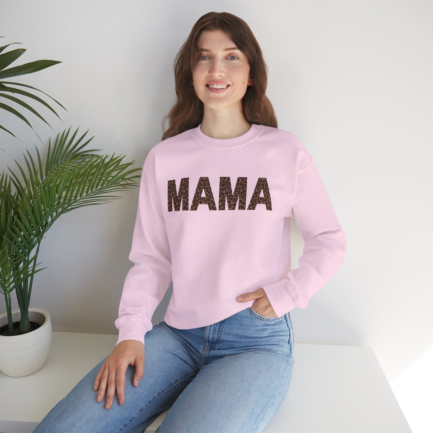 Leopard Print Mama Crewneck Sweatshirt - Cozy Unisex Style for Moms