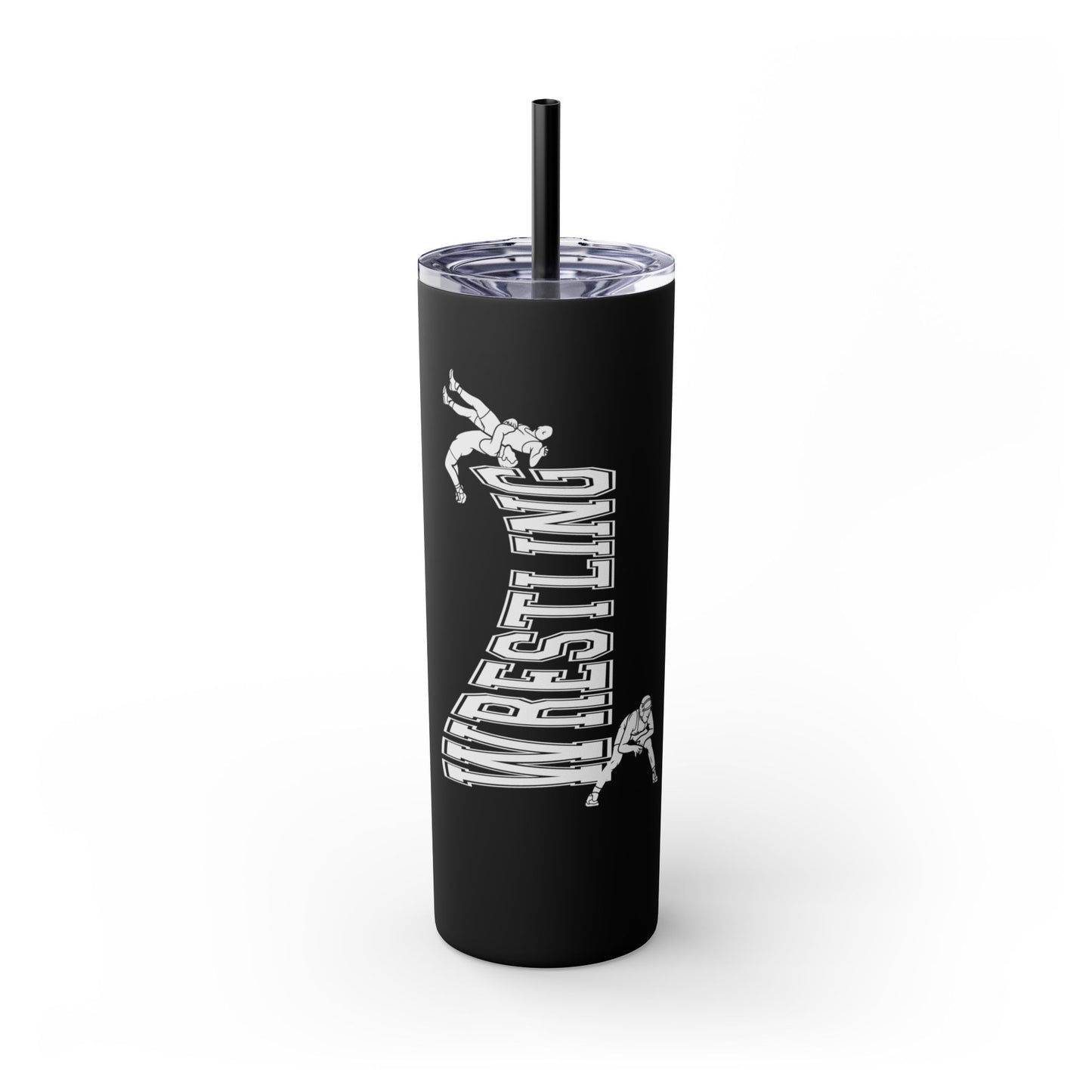 Wrestling-Themed 20oz Skinny Tumbler with Straw - Perfect for Sports Lovers