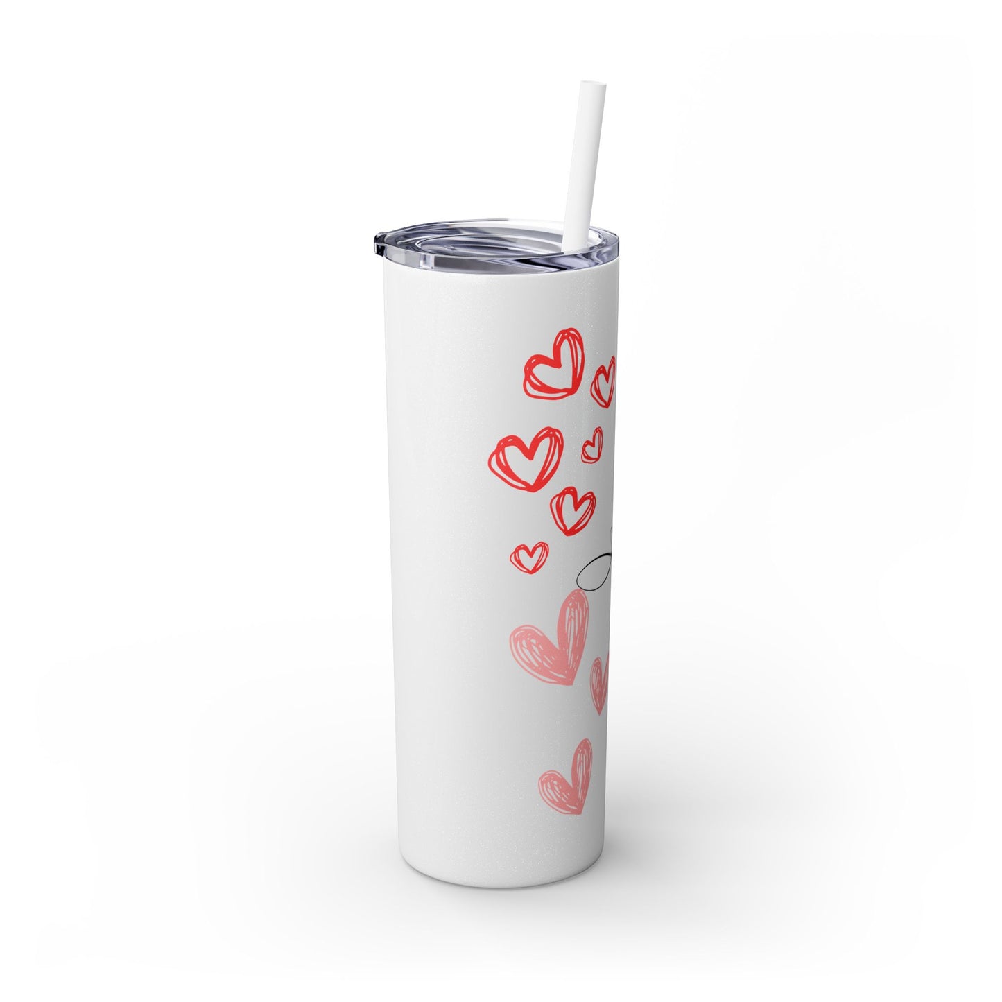 Heartfelt Love Skinny Tumbler with Straw - 20oz - Perfect Gift for Couples & Valentine's Day