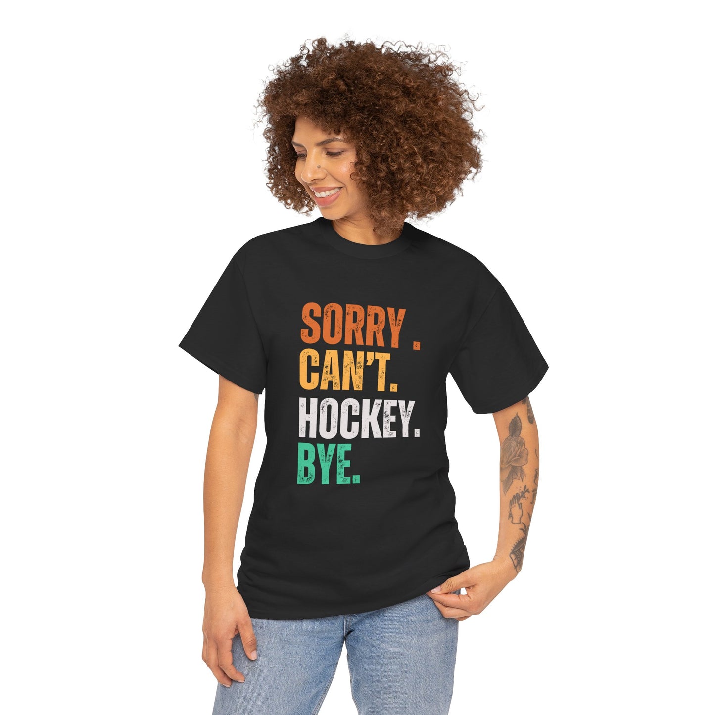 Sorry Can't Hockey Mult Color - Unisex Heavy Cotton Tee - Perfect for Sports Fans