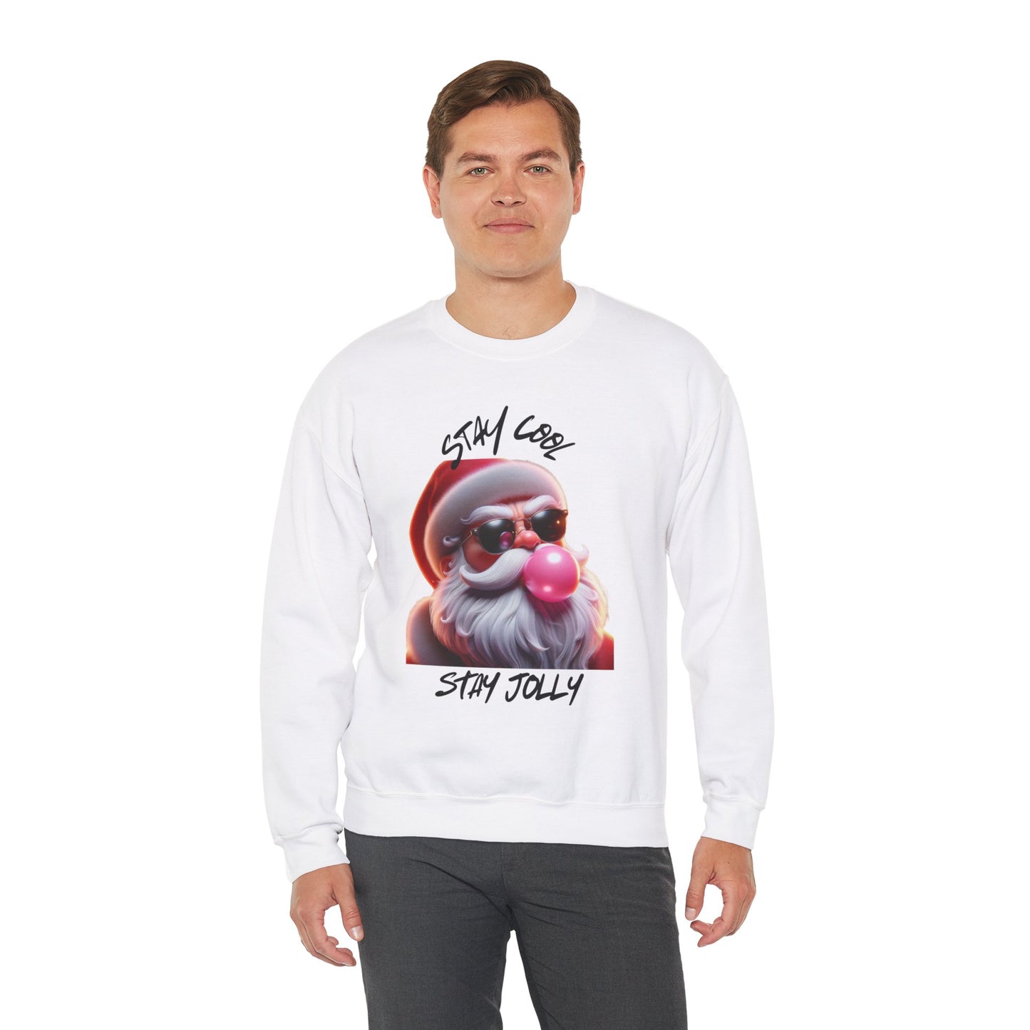 STAY COOL, STAY JOLLY, FUNNY BAD SANTA - Unisex Heavy Blend™ Crewneck Sweatshirt