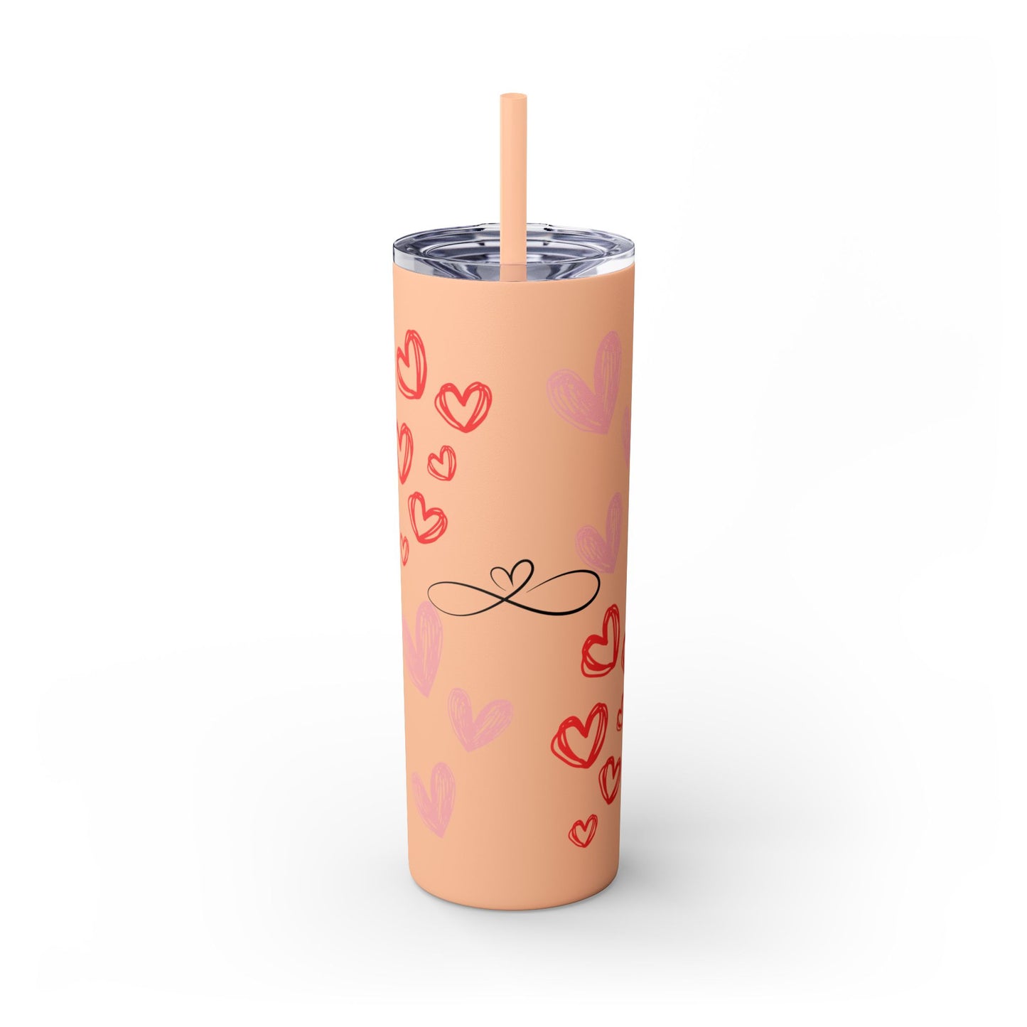 Heartfelt Love Skinny Tumbler with Straw - 20oz - Perfect Gift for Couples & Valentine's Day