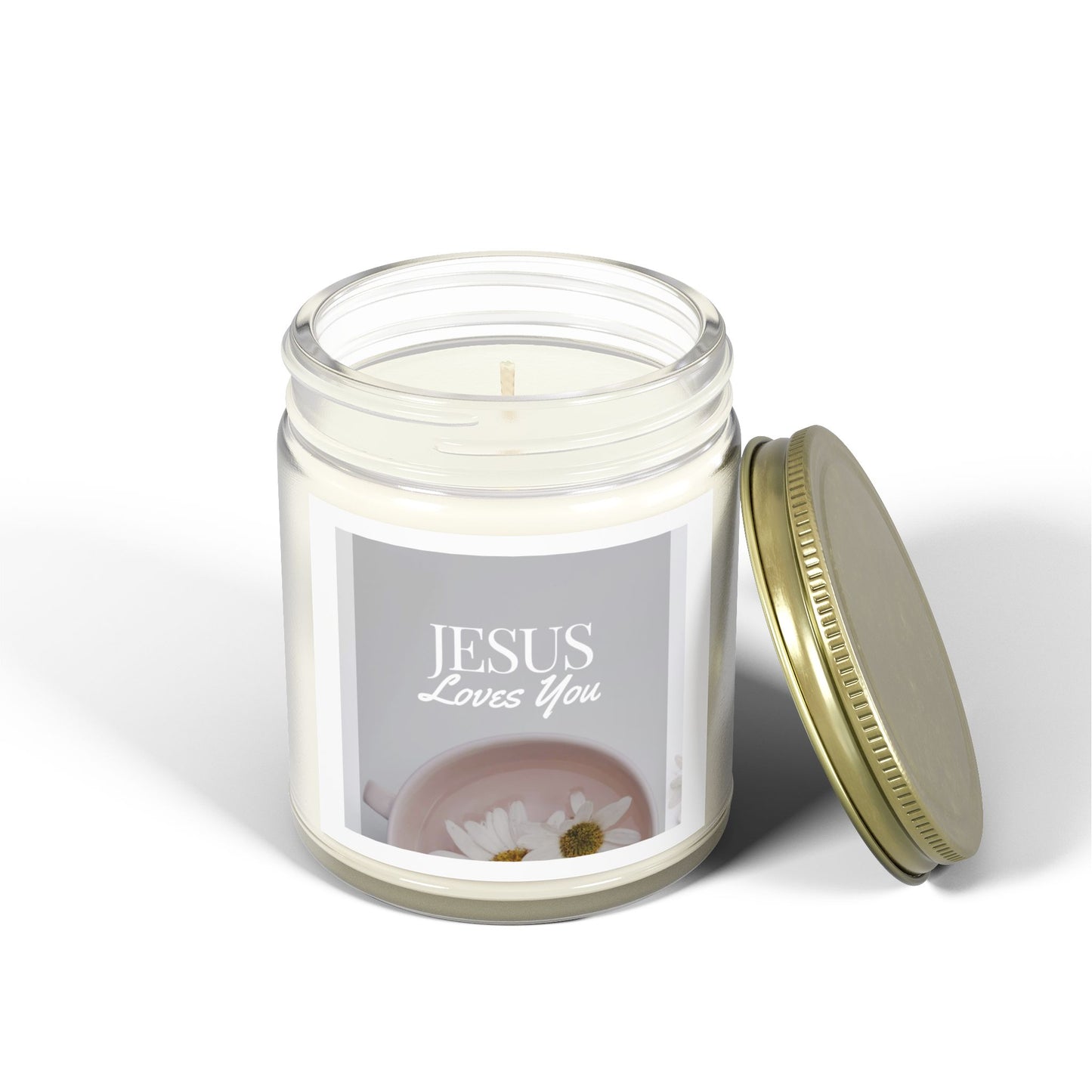 Scented Candle - Jesus Loves You - Coconut Apricot Wax (4oz, 9oz)