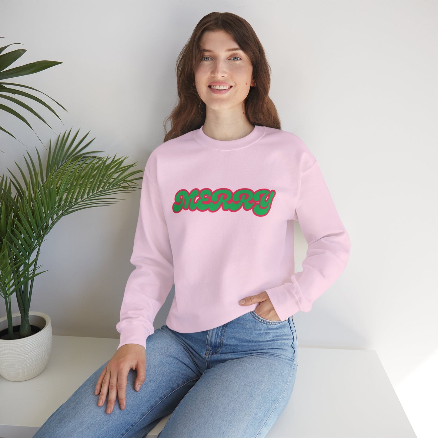 Green MERRY - Unisex Heavy Blend™ Crewneck Sweatshirt