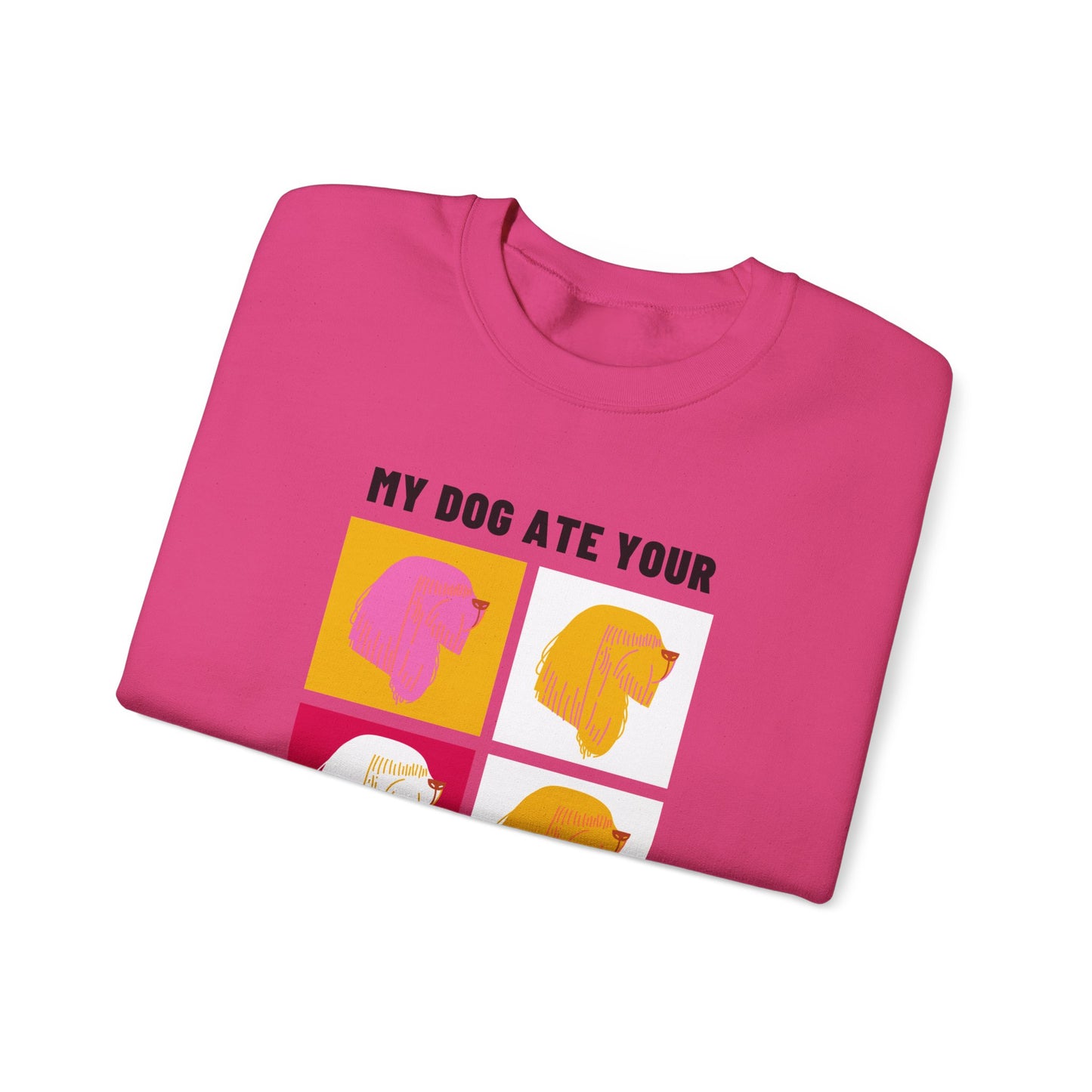 Playful Dog-Themed Crewneck Sweatshirt - 'My Dog Ate Your Report Card'