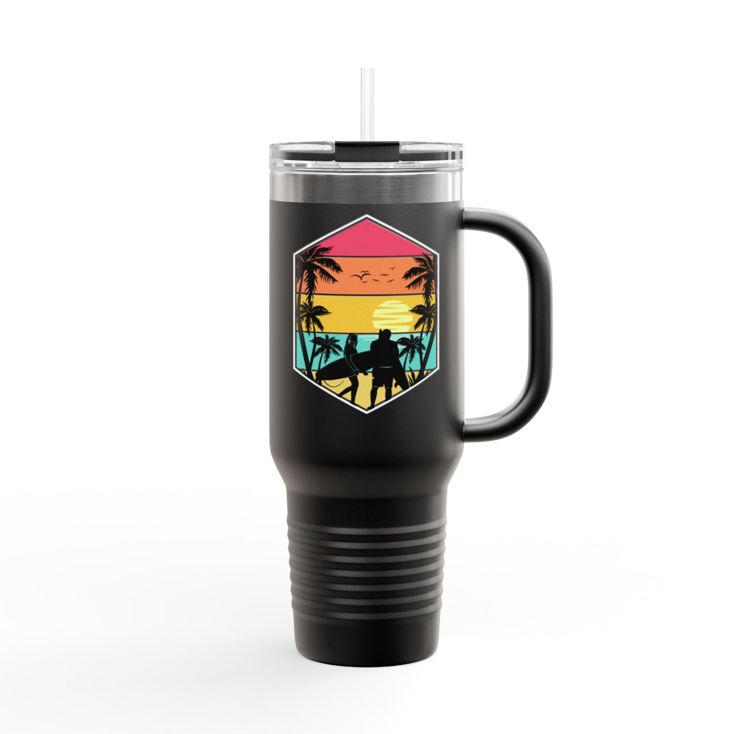 Surfer Sunset Insulated Travel Mug - 40oz, Perfect for Adventure Lovers